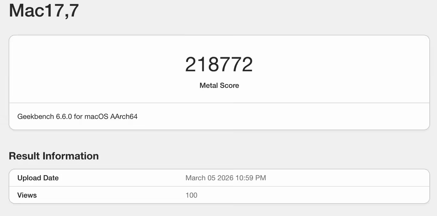 M5 Max芯片款16英寸MacBook Pro现身Geekbench 跑分刷新性能纪录